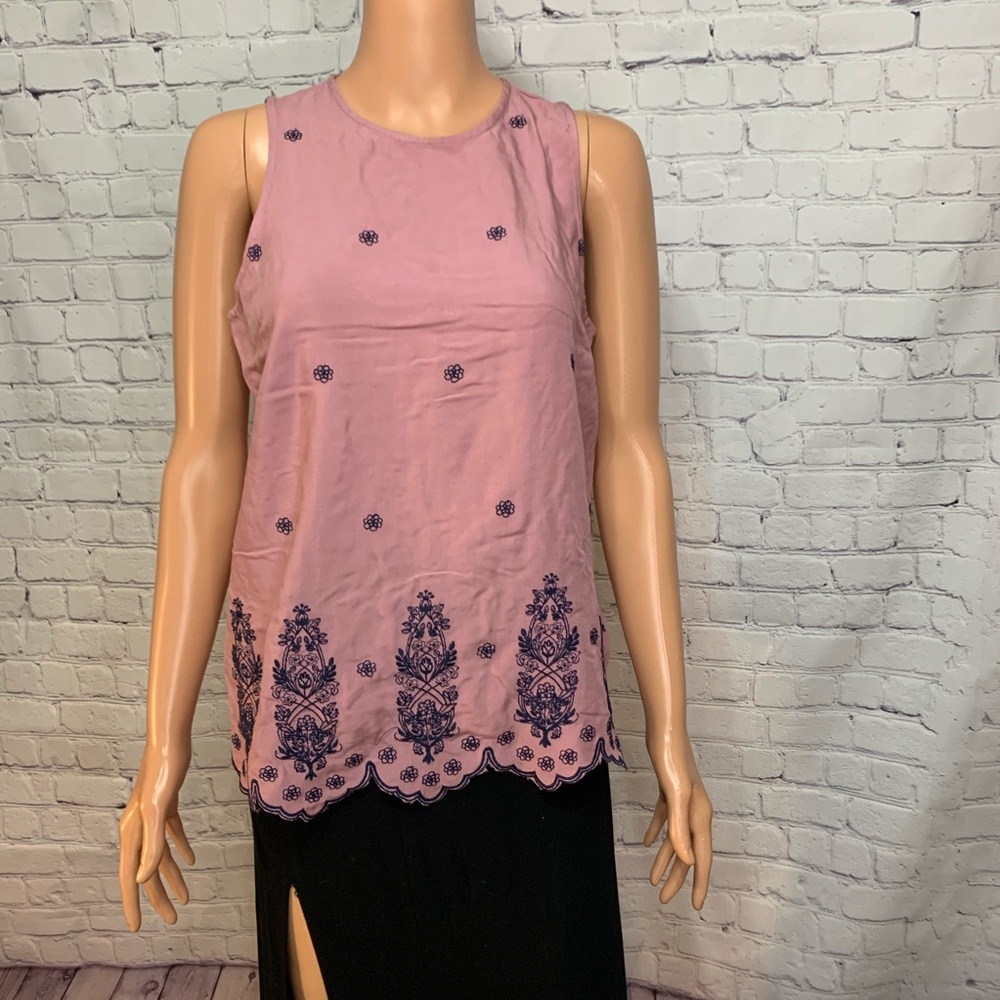 Love tree size small Light Purple Tank with Embroidery boho